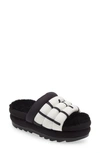 Ugg Maxi Genuine Shearling Lined Sandal In Black