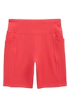 Zella Girl Kids' Live In High Waist Pocket Bike Shorts In Pink Atomic
