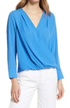Halogen Cross Front Blouse In Blue Palace