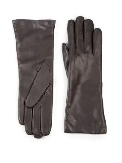 Saks Fifth Avenue Cashmere-lined Leather Gloves In Grey