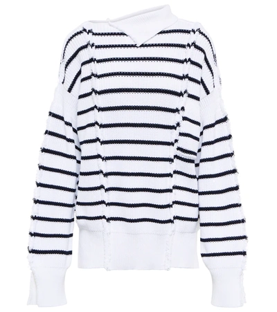 Marni Disrupted Breton Stripe Sweater In White | ModeSens