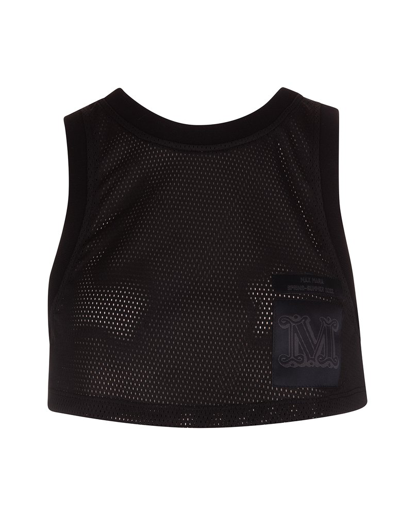 Max Mara Logo Embroidered Mesh Tank Top In Black