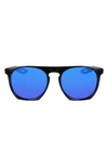 Nike Flatspot Xxii 52mm Geometric Sunglasses In Obsidian/ Ultraviolet Mirror