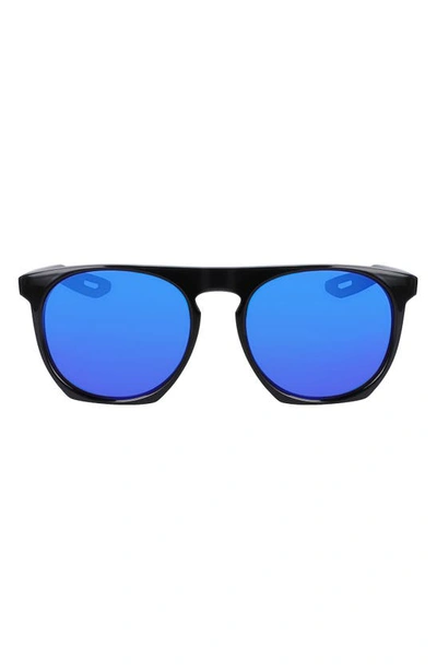 Nike Flatspot Xxii 52mm Geometric Sunglasses In Obsidian/ Ultraviolet Mirror