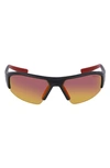 Nike Skylon Ace 22 70mm Rectangular Sunglasses In Matte Black Red Mirror
