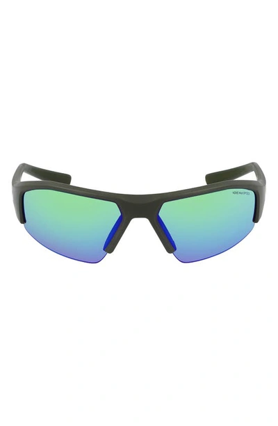Nike Skylon Ace 22 70mm Rectangular Sunglasses In Matte Sequoia Green Mirror