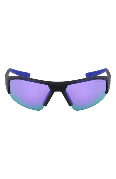 Nike Skylon Ace 22 70mm Rectangular Sunglasses In Matte Obsidian Violet Mirror