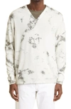Massimo Alba Kaleidoscope Painted V-neck Cashmere Sweater In Military