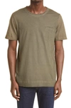 Massimo Alba Watercolor Cotton Pocket Tee In Military