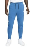 Nike Tech Fleece Jogger Sweatpants In Dark Marina Blue/ Light Bone