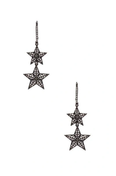 Lynn Ban Double Pave Star Earrings In Metallics