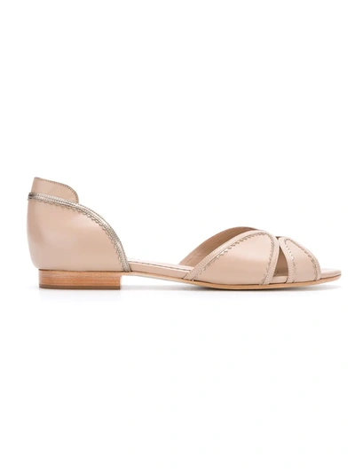 Sarah Chofakian Leather Ballerinas In Neutrals