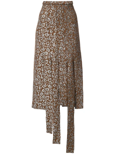 Barbara Bologna Leopard Print Cut Strip Skirt In Brown