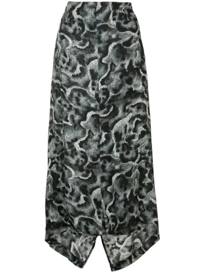 Pre-owned Yohji Yamamoto Vintage Patterned Asymmetric Skirt In Black