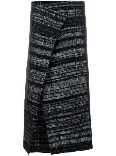 A New Cross Slit Wrapped Skirt In Black
