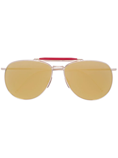 Thom Browne Mirrored Pilot-frame Sunglasses In Metallic