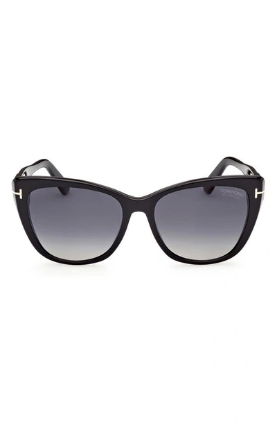 Tom Ford Nora 57mm Gradient Cat Eye Sunglasses In Black