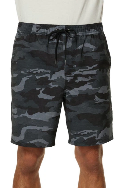 O'neill Reserve Elastic Waist Shorts In Black Camo