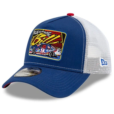 New Era Men's  Blue, White Bill Elliott Legends 9forty A-frame Adjustable Trucker Hat In Blue,white