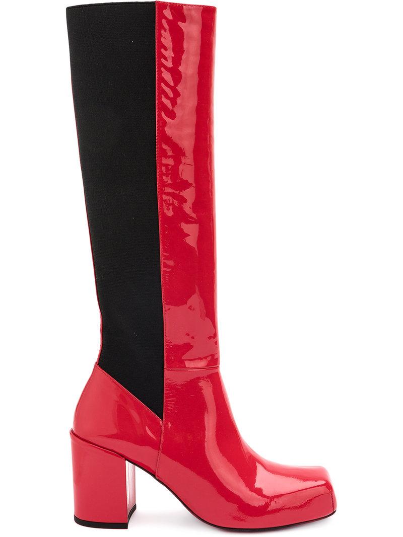 red block heels boots