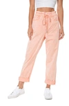 Juicy Couture Relaxed High Waist Straight Leg Stretch Cotton Pants In Wild Peach