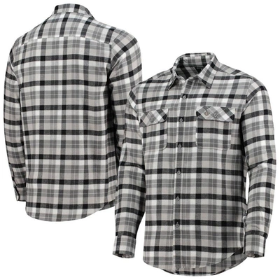Antigua Black/gray New Orleans Saints Ease Flannel Long Sleeve Button-up Shirt