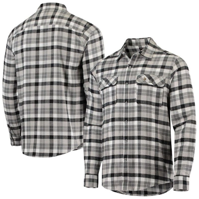 Antigua Black/gray Minnesota Vikings Ease Flannel Long Sleeve Button-up Shirt