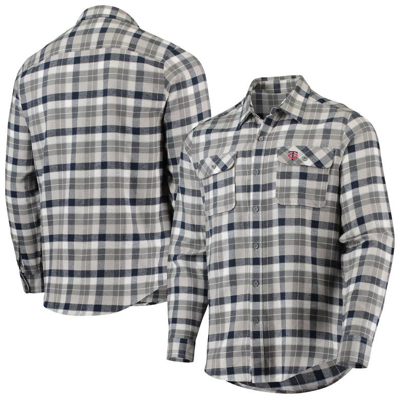 Antigua Navy/white Minnesota Twins Ease Flannel Button-up Long Sleeve Shirt