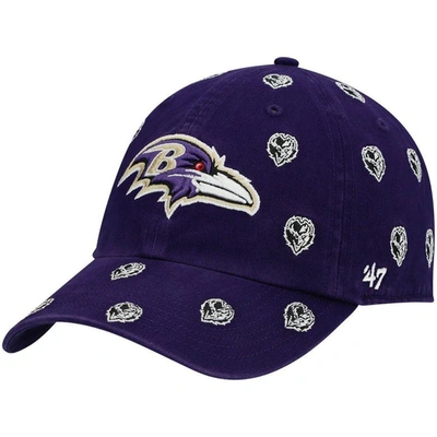 47 ' Purple Baltimore Ravens Confetti Clean Up Head Logo Adjustable Hat