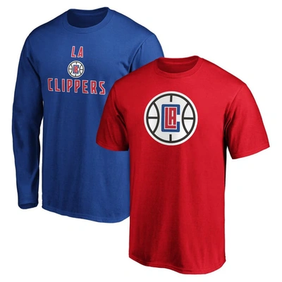 Fanatics Branded Red/royal La Clippers T-shirt Combo Pack