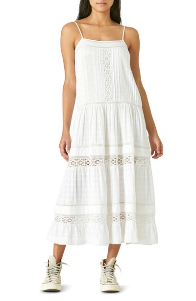 Lucky Brand Cotton Lace Sleeveless Midi Dress In White