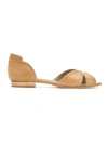 Sarah Chofakian Leather Ballerinas In Neutrals