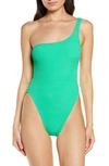 Good American Always Fits One-shoulder One-piece Swimsuit In Summer Green002
