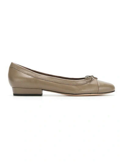 Sarah Chofakian Martina Leather Ballerina Shoes In Neutrals