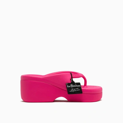 Forbitches For Bitches Woman's Fluo Pink Rubber Flip Flop Sandals