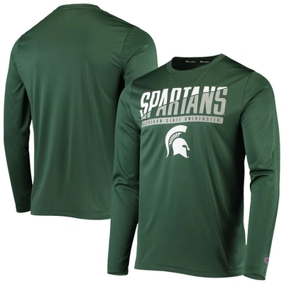 Champion Green Michigan State Spartans Wordmark Slash Long Sleeve T-shirt