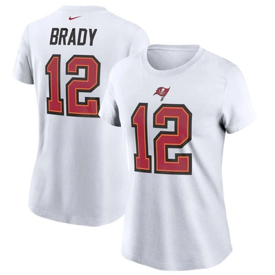 Nike Tom Brady White Tampa Bay Buccaneers Name & Number T-shirt