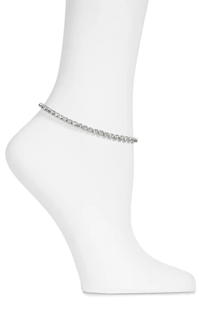 Amina Muaddi Tennis Anklet In White Crystals Silver Base