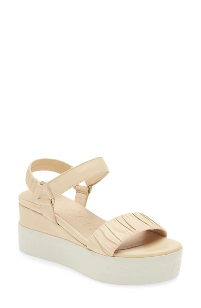 Wonders Platform Wedge Sandal In Natural Leather