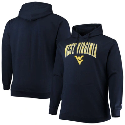 Champion Men's  Navy West Virginia Mountaineers Big And Tall Arch Over Logo Powerblend Pullover Hoodi
