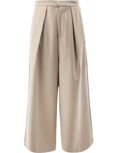 Edward Crutchley Wide Leg Cropped Pants In Brown