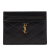 Saint Laurent Gaby Ysl Quilted Lambskin Card Case In 1112 Storm