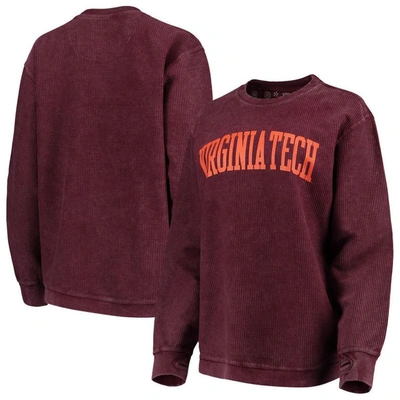 Pressbox Maroon Virginia Tech Hokies Comfy Cord Vintage Wash Basic Arch Pullover Sweatshirt
