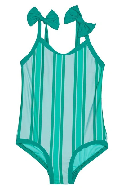 Beach Lingo Kids' Tie Shoulder One-piece Swimsuit In Surf Teal