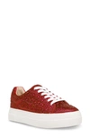 Betsey Johnson Sidny Crystal Pavé Platform Sneaker In Red