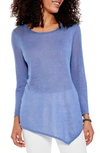 Nic + Zoe Featherweight Asymmetric Hem Linen Blend Sweater In Nocolor