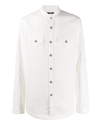 Balmain Cotton Denim Shirt In White