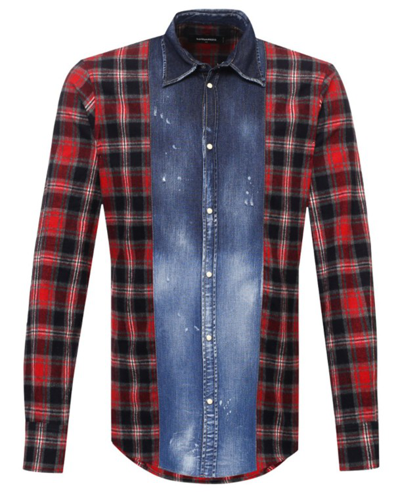 Dsquared2 Flannel Cotton Blend Shirt In Red