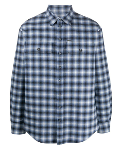 Dsquared2 Flannel Cotton Blend Shirt In Blue