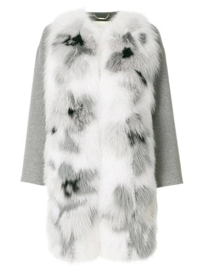 Fendi Fur Trim Cashmere Coat In Gray